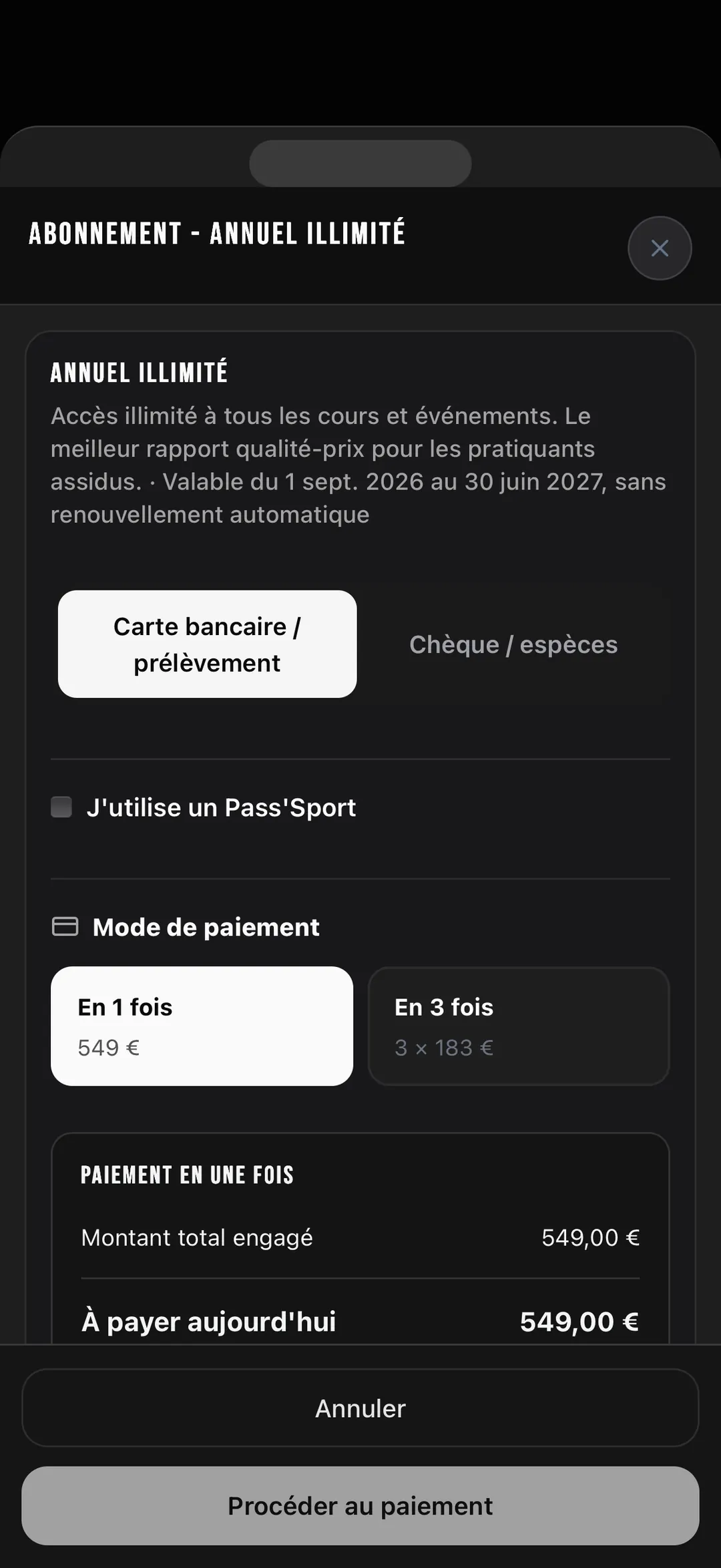 Le paiement d’un abonnement en plusieurs fois